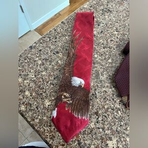 - field and stream men’s tie red with bald eagle american patriotic
